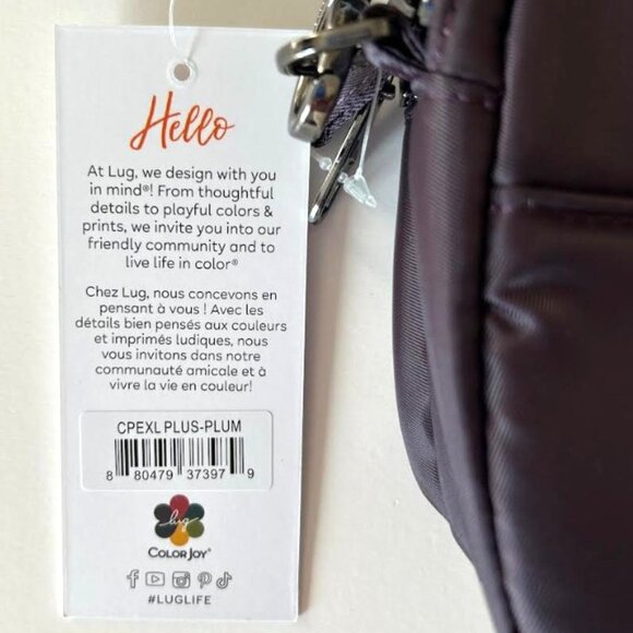 Lug Coupe XL Plus Convertible Crossbody Bag with Charm Bar Plum - New! - Picture 14 of 14